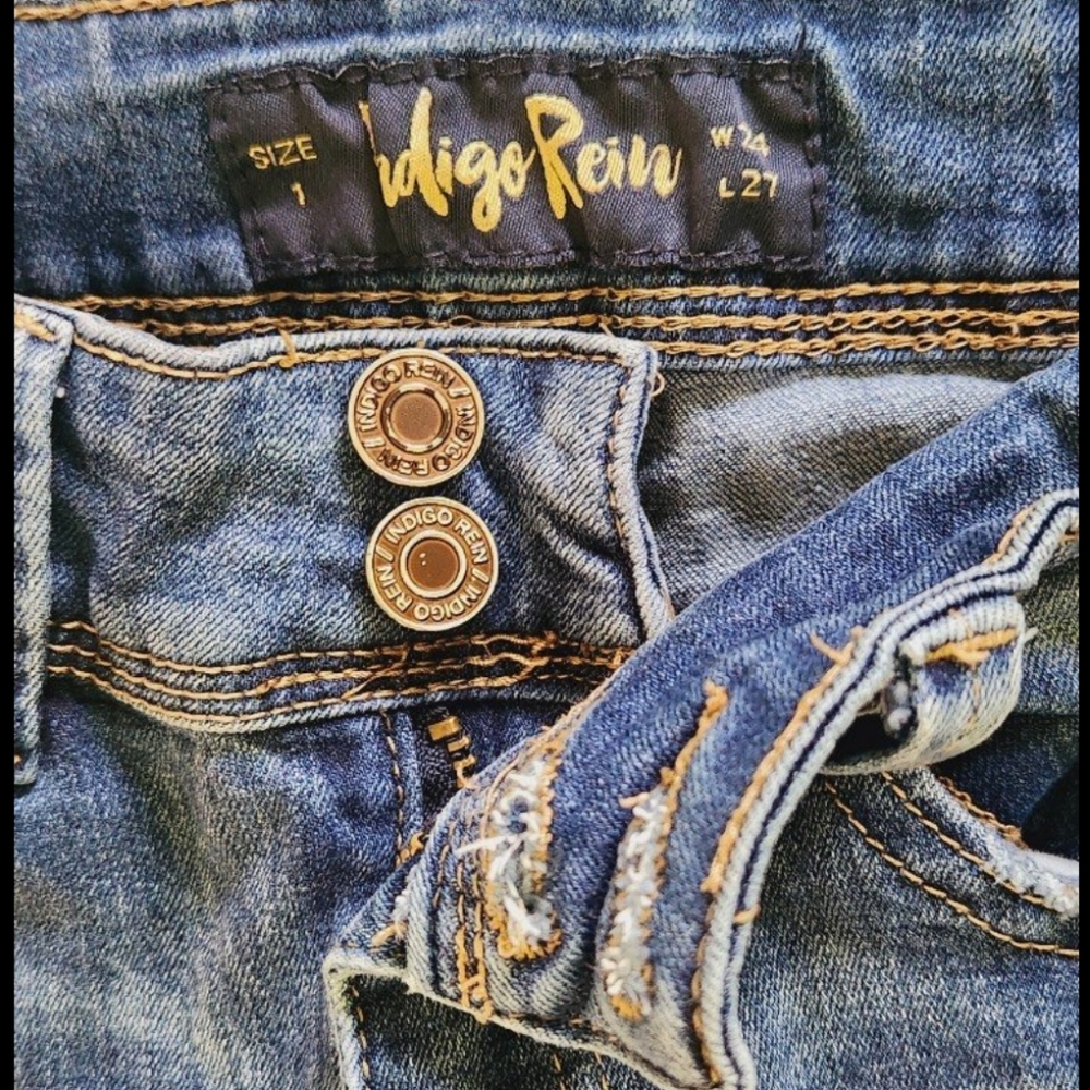Indigo Reign Blue Jeans Women Size 24 Length 27 - Picture 2 of 3